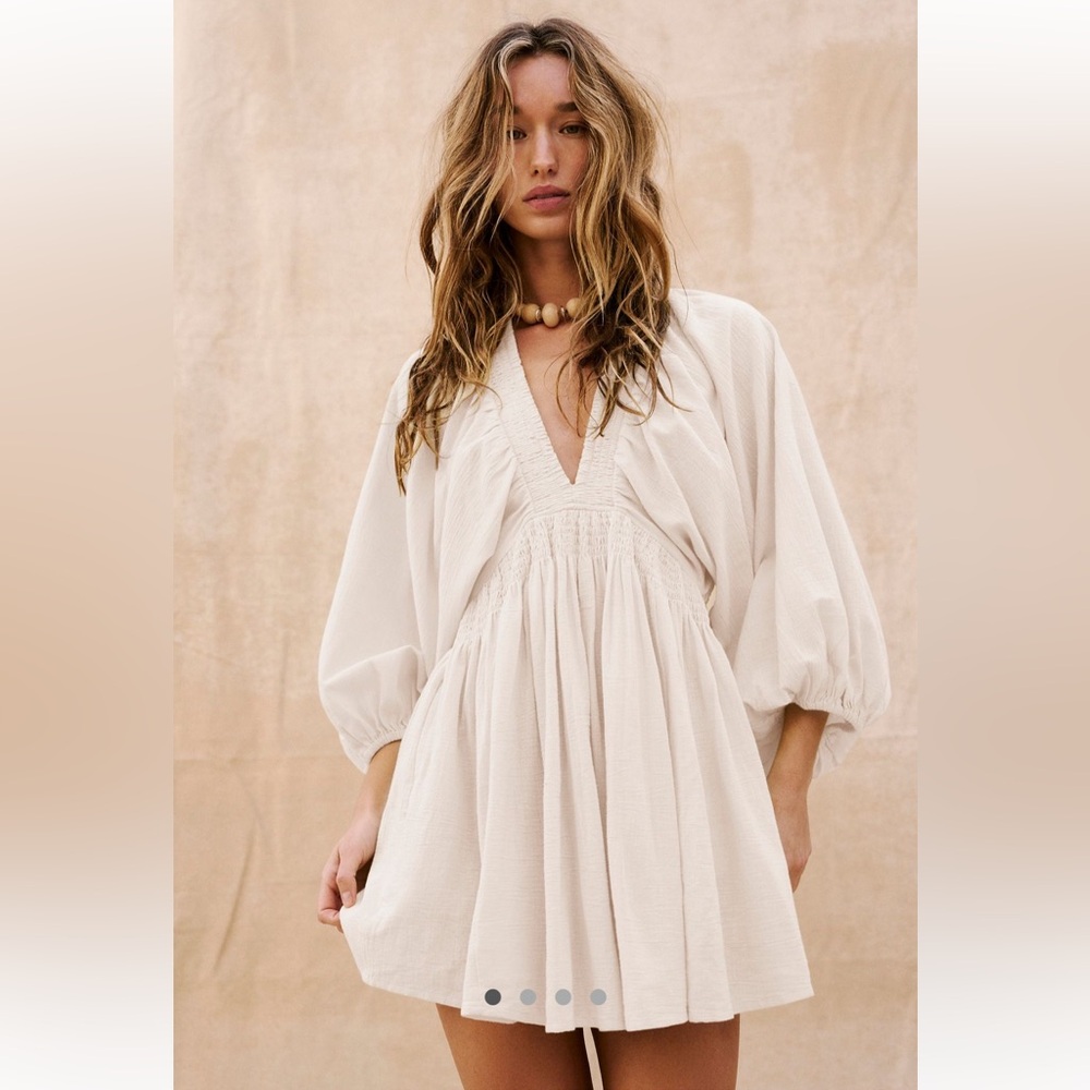 Free People Cream V-Neck Dress